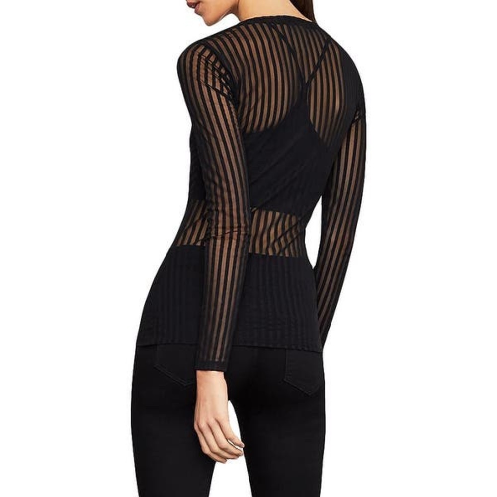 SOLD BCBG Sheer Black Striped Top - Picture 5 of 6